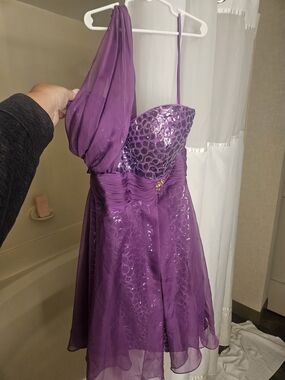Vintage Purple Sequin Party Dress